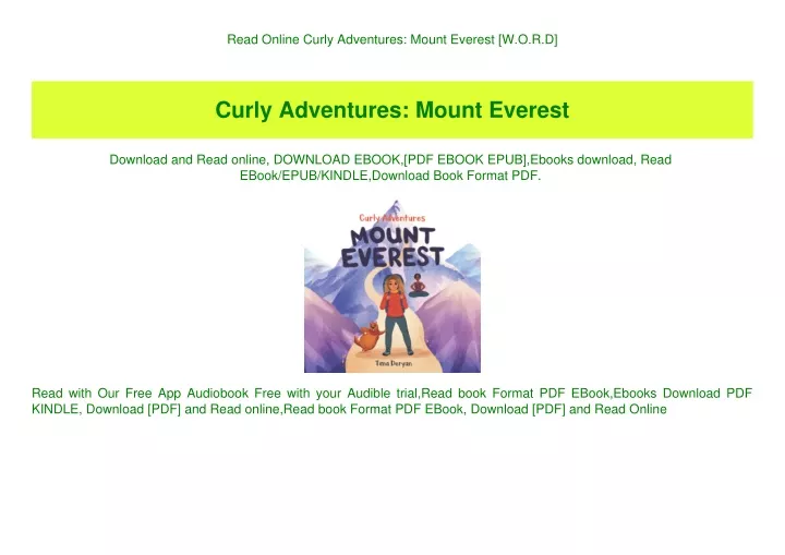 read online curly adventures mount everest w o r d