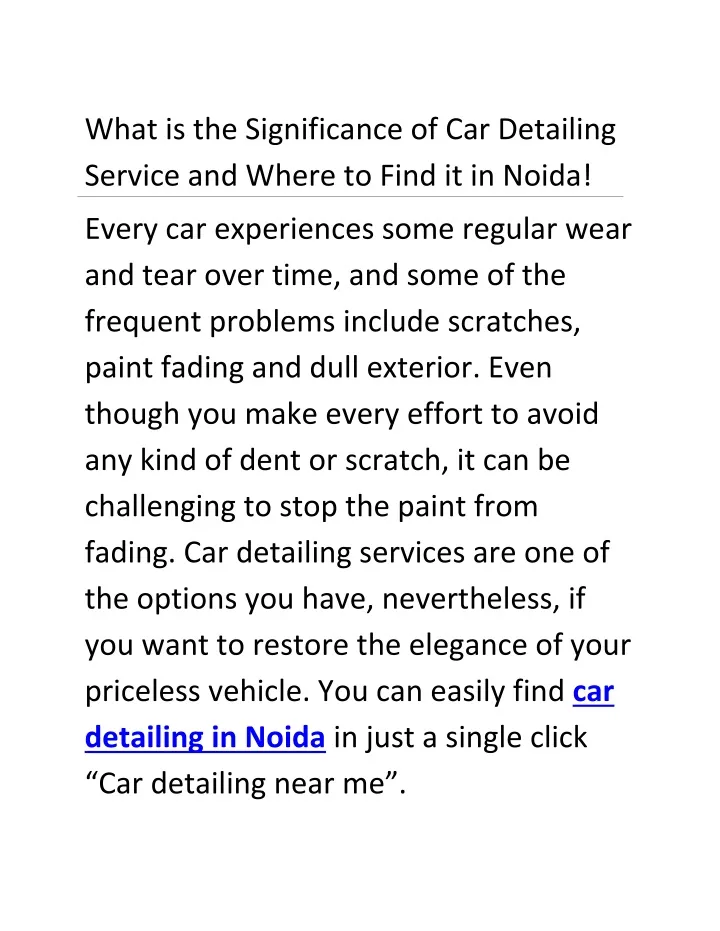 what is the significance of car detailing service