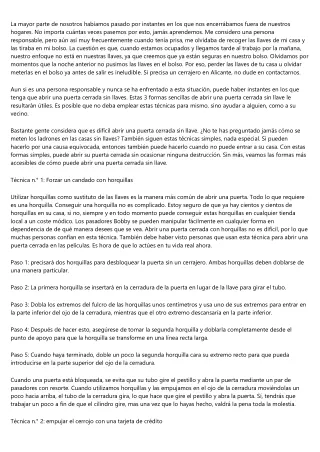 MANERAS SENCILLAS DE ABRIR UNA CERRADURA SIN LLAVE