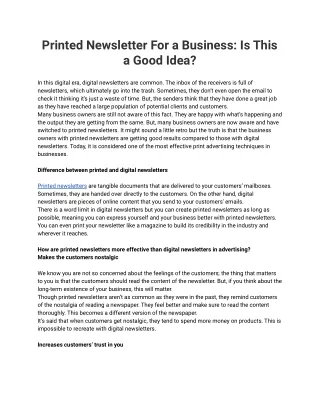 Printed Newsletter For a Business_ Is This a Good Idea_