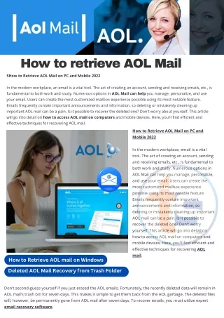 How to retrieve AOL Mail 2022 | Aol Mail Help