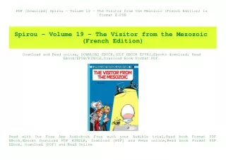 PDF [Download] Spirou - Volume 19 - The Visitor from the Mezozoic (French Edition) in format E-PUB