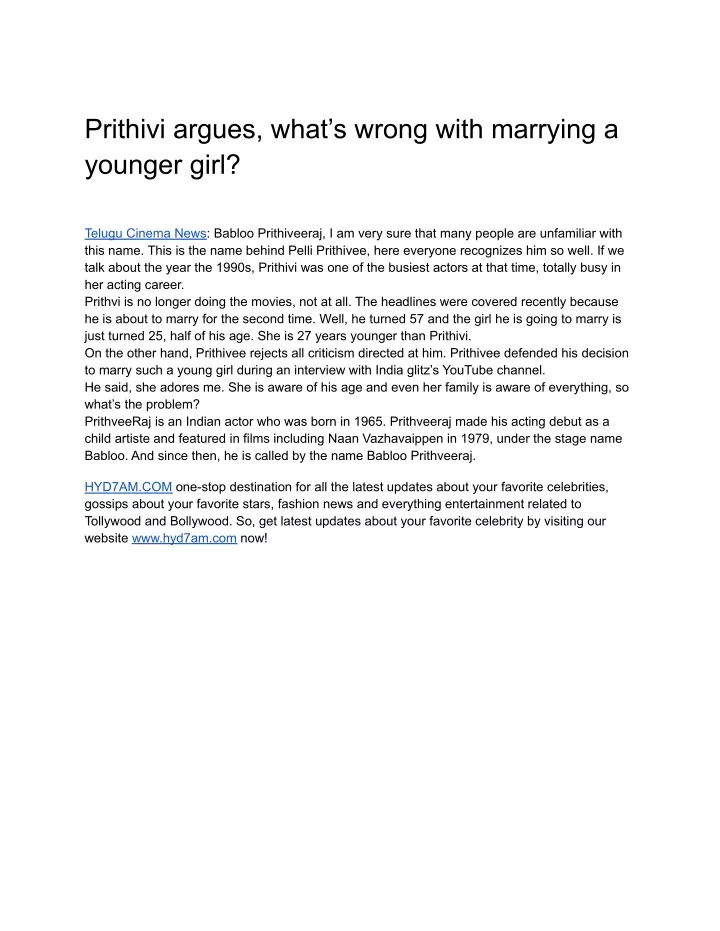 prithivi argues what s wrong with marrying