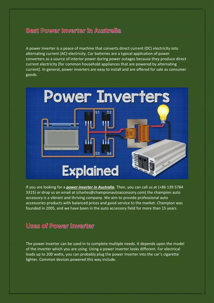 a power inverter is a peace of machine that