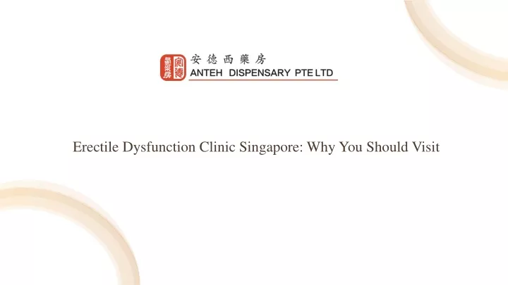 erectile dysfunction clinic singapore why you should visit