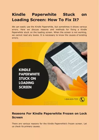 kindle loading screen how to fix it