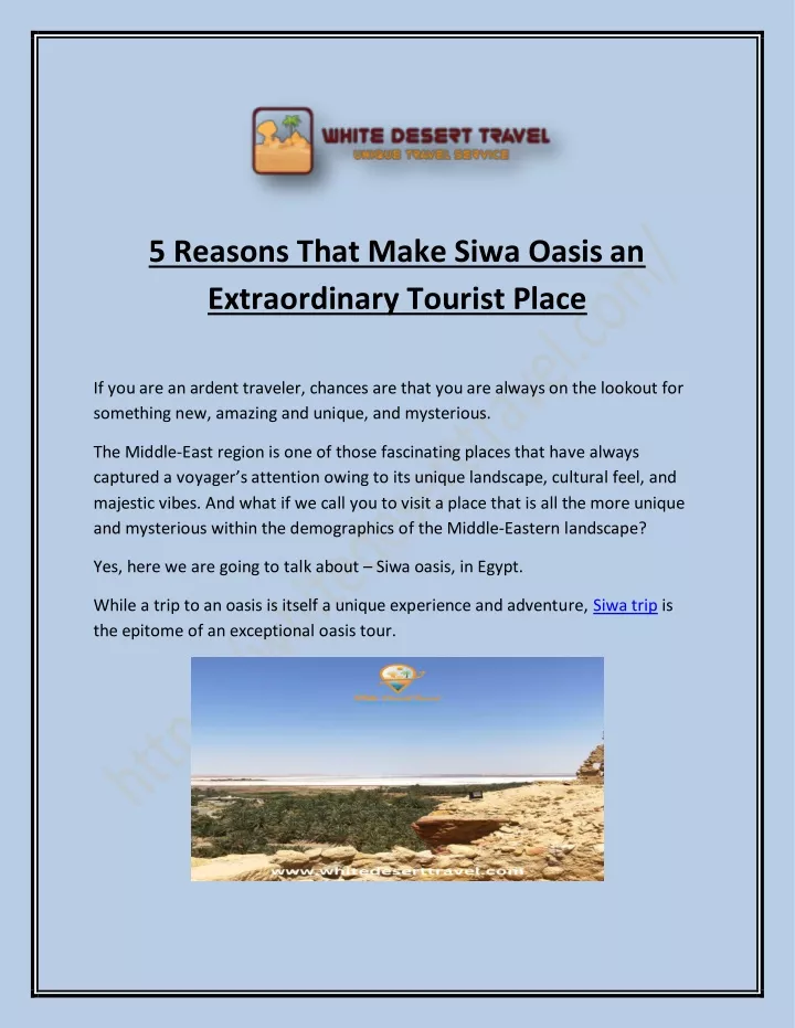 5 reasons that make siwa oasis an extraordinary