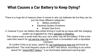 what causes a car battery to keep dying