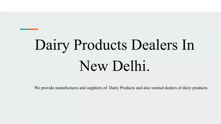 dairy products dealers in new delhi