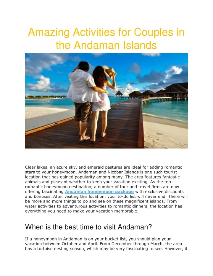 amazing activities for couples in the andaman