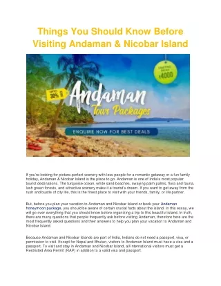 things you should know before visiting andaman