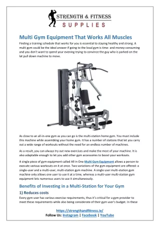 Multi Gym Equipment That Works All Muscles