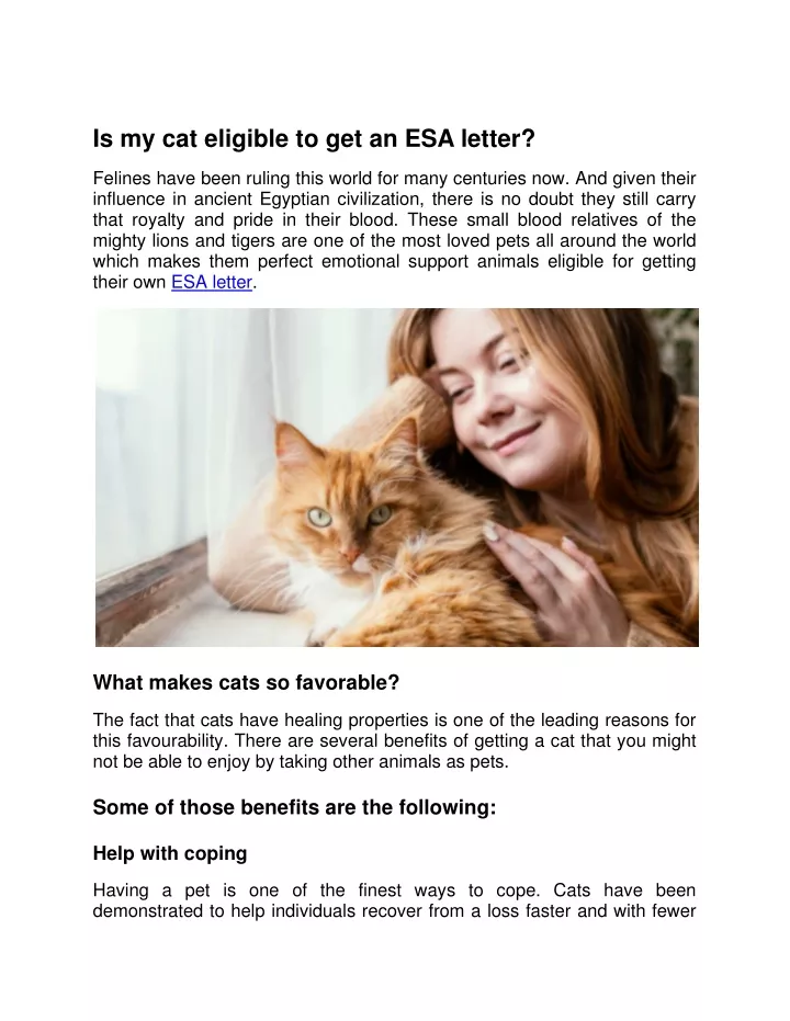 is my cat eligible to get an esa letter
