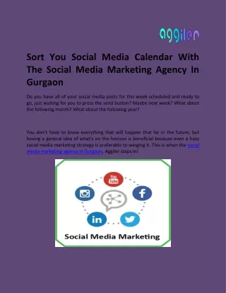Sort You Social Media Calendar With The Social Media Marketing Agency In Gurgaon
