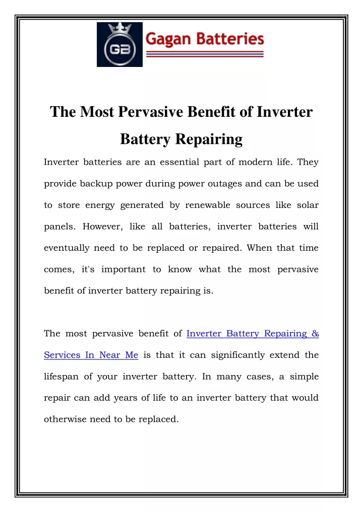 the most pervasive benefit of inverter