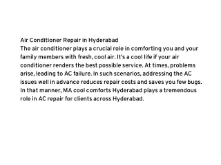 Air Conditioner Repair in Hyderabad