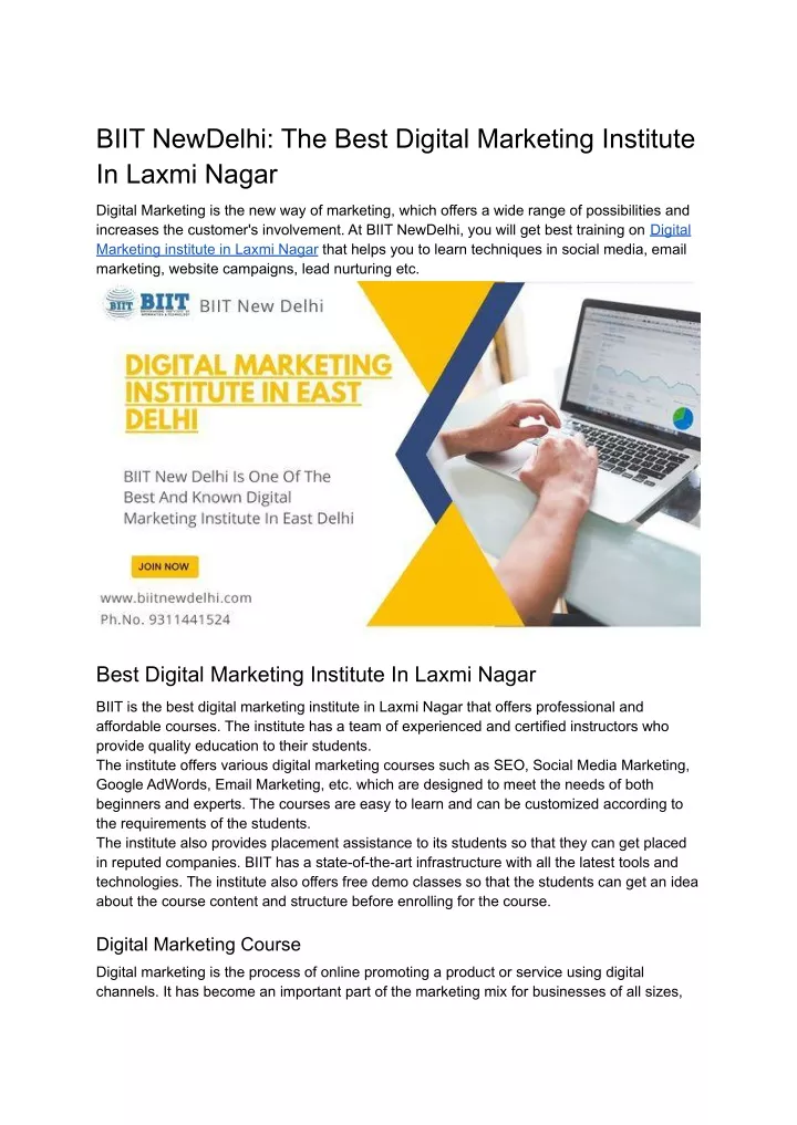 biit newdelhi the best digital marketing