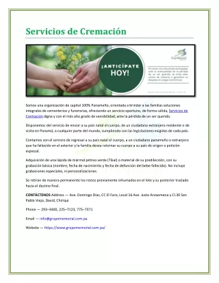 servicios de cremaci n