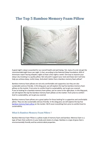 the top 5 bamboo memory foam pillow
