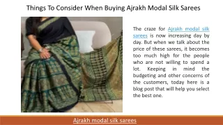 Things To Consider When Buying Ajrakh Modal Silk Sarees