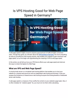 is vps hosting good for web page speed in germany