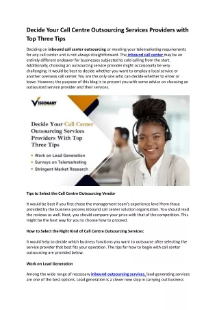 decide your call centre outsourcing services