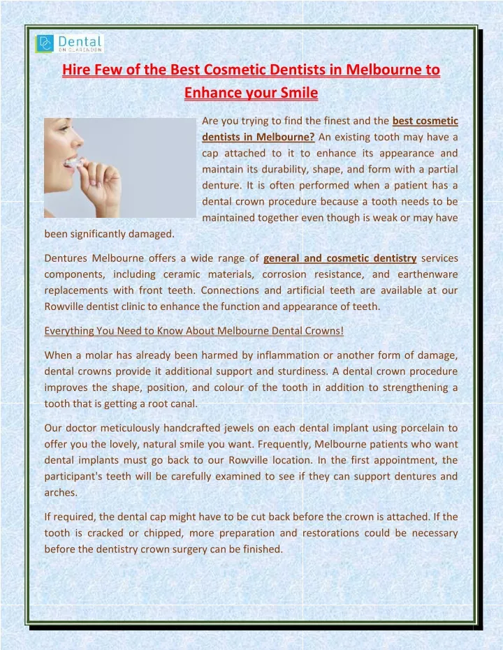 hire few of the best cosmetic dentists