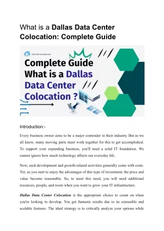 what is a dallas data center colocation complete