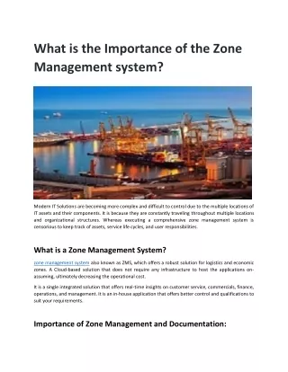 what is the importance of the zone management
