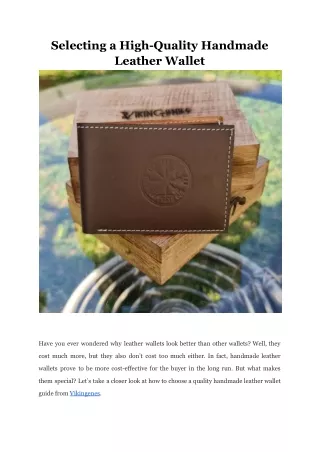 Selecting a High-Quality Handmade Leather Wallet