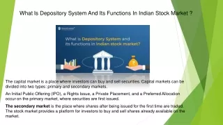 what is depository system and its functions