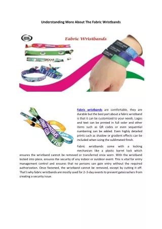 understanding more about the fabric wristbands