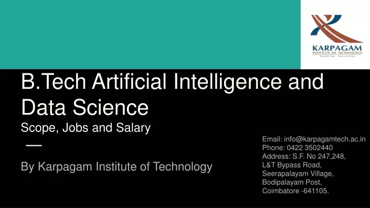 b tech artificial intelligence and data science scope jobs and salary