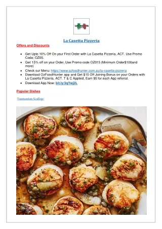 Grab Upto 15% offer La Casetta Pizzeria Scullin - Order Now