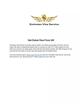 Get Dubai Visa From UK