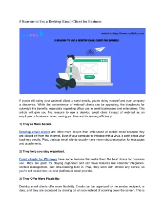 5 Reasons to Use a Desktop Email Client for Business
