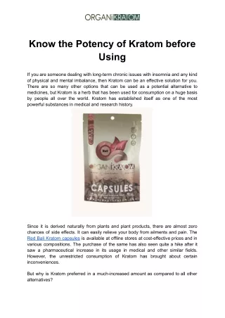 Know the Potency of Kratom before Using