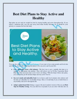 Best diet plans to stay active and healthy - Adam Potash