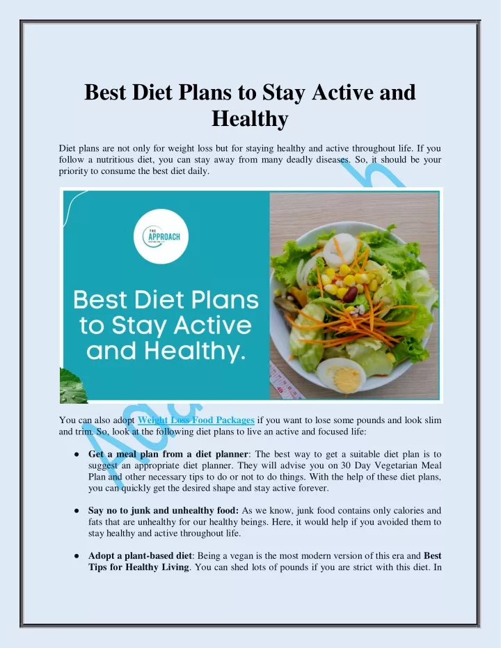 best diet plans to stay active and healthy