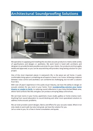 Architectural Soundproofing Solutions in Perth