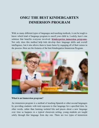 OMG! THE BEST KINDERGARTEN IMMERSION PROGRAM