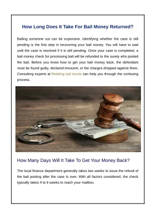 How Long Does It Take For Bail Money Returned?