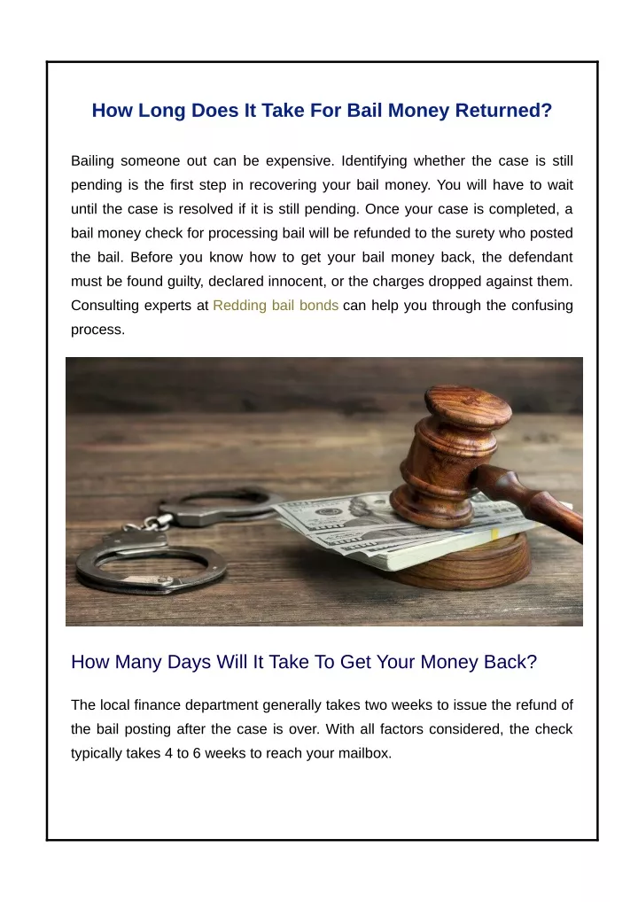 PPT - How Long Does It Take For Bail Money Returned? PowerPoint