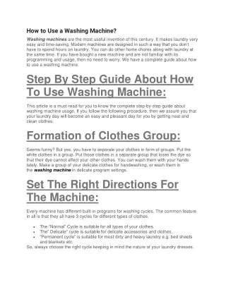 how to use a washing machine