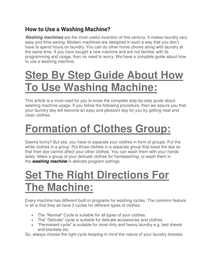 how to use a washing machine