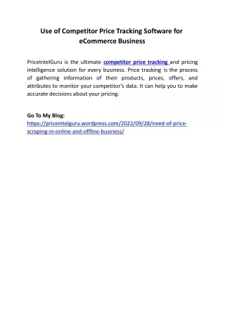 use of competitor price tracking software