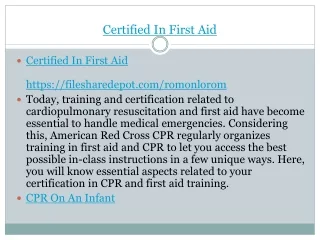 certified in first aid