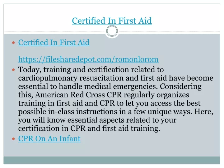 certified in first aid