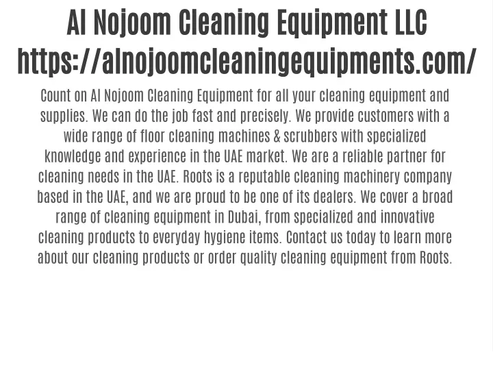 al nojoom cleaning equipment llc https