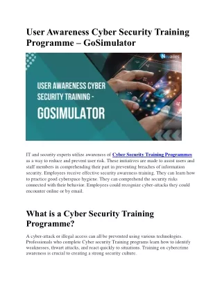 user awareness cyber security training programme – GoSimulator